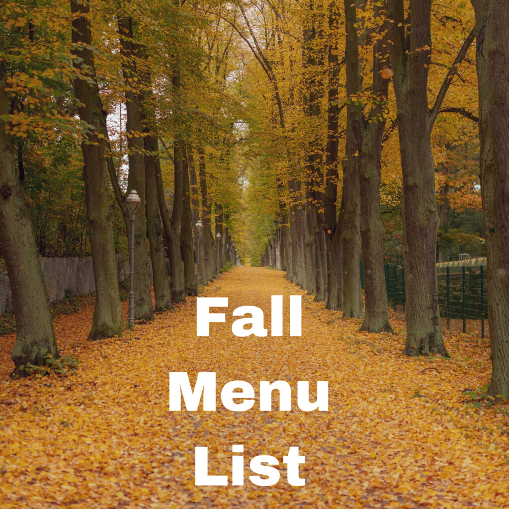 Fall Menu List 